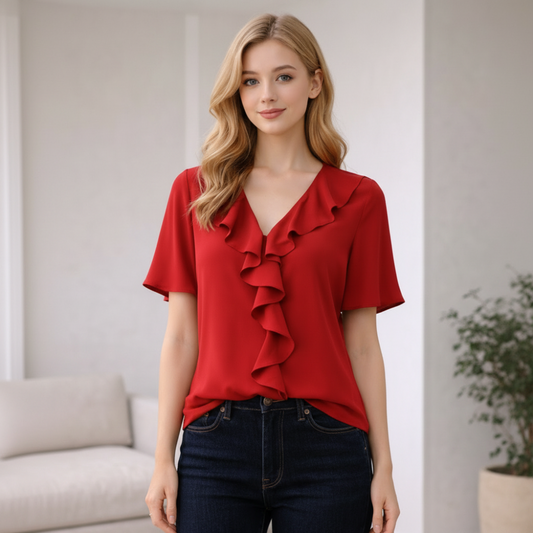 Rote Polyesterbluse