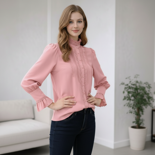 Rosa Polyesterbluse