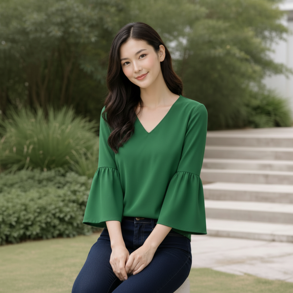 Grüne Polyesterbluse