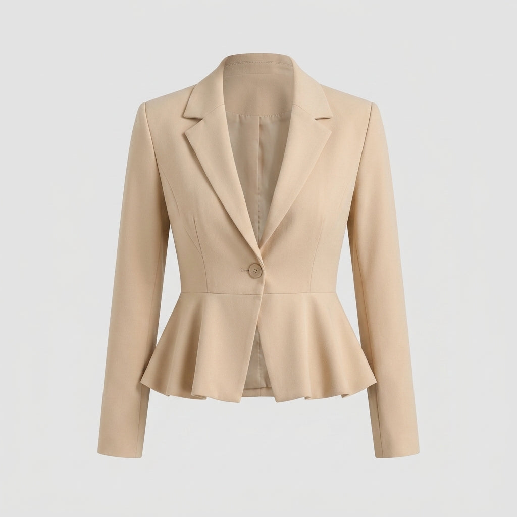 Beigefarbener Polyester-Blazer