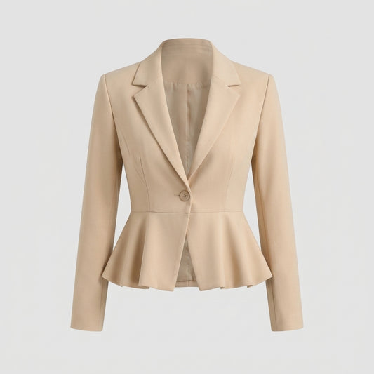 Beigefarbener Polyester-Blazer