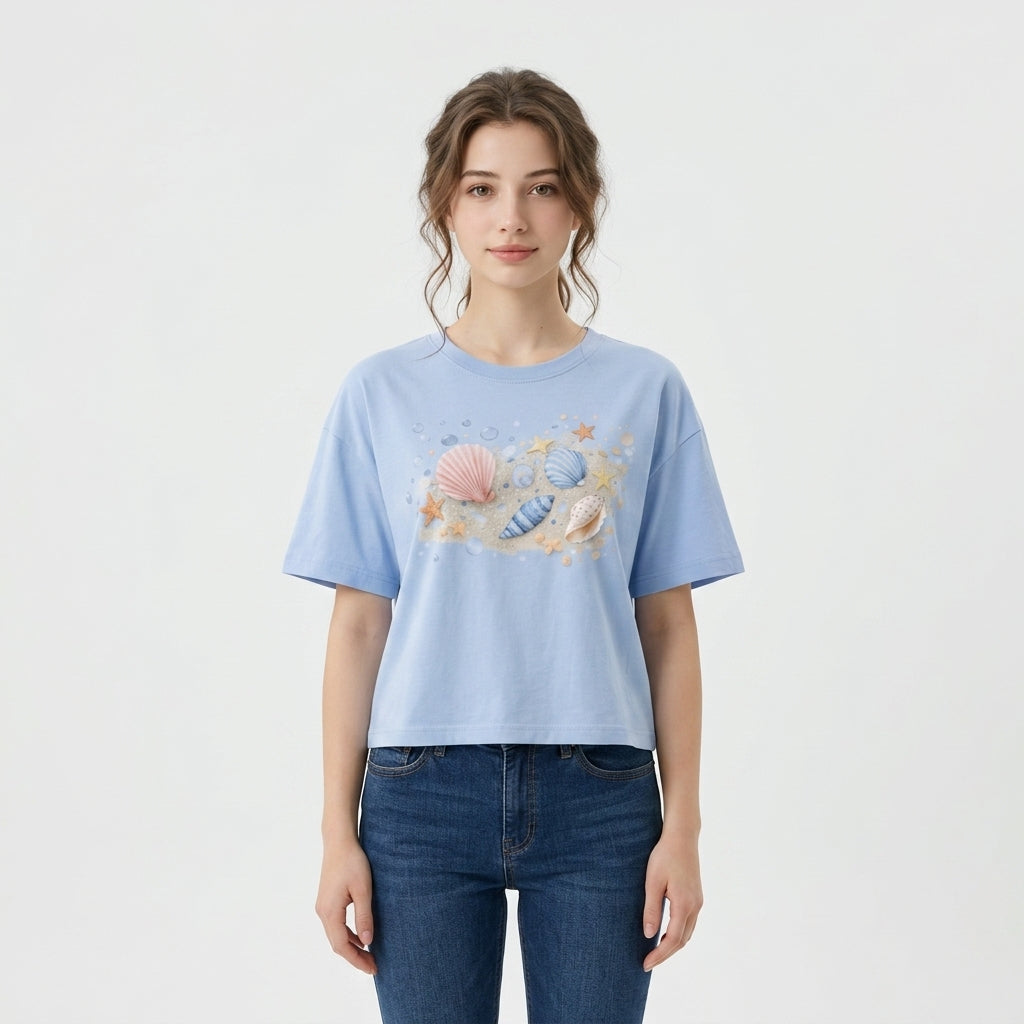 Blaues Baumwoll-T-Shirt