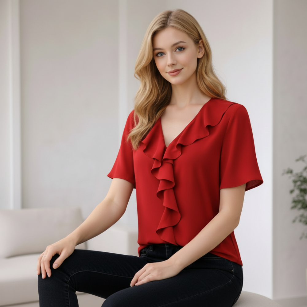 Rote Polyesterbluse