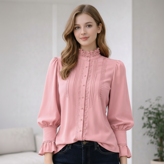 Rosa Polyesterbluse