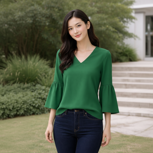 Grüne Polyesterbluse