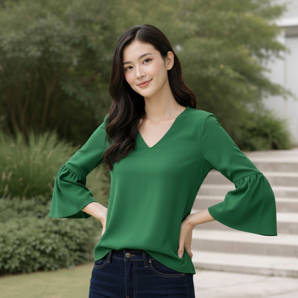 Grüne Polyesterbluse