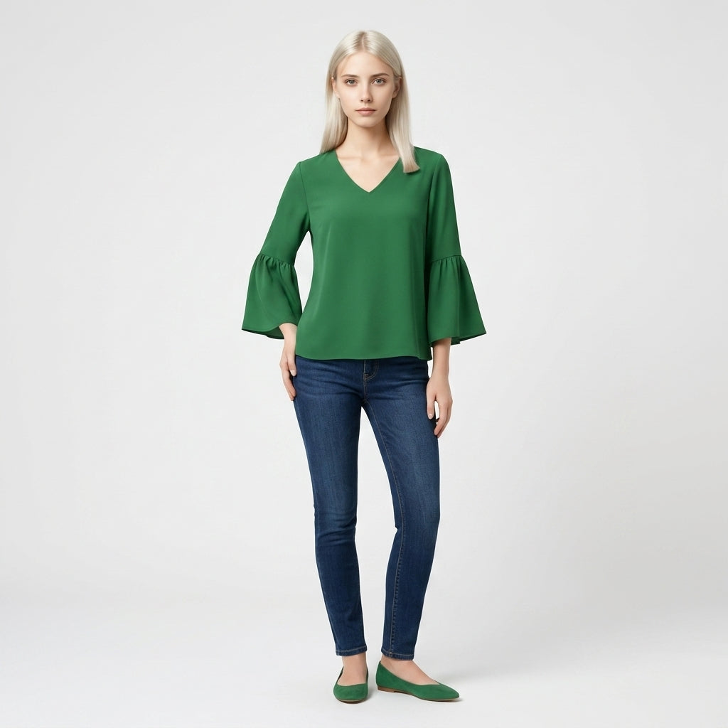 Grüne Polyesterbluse