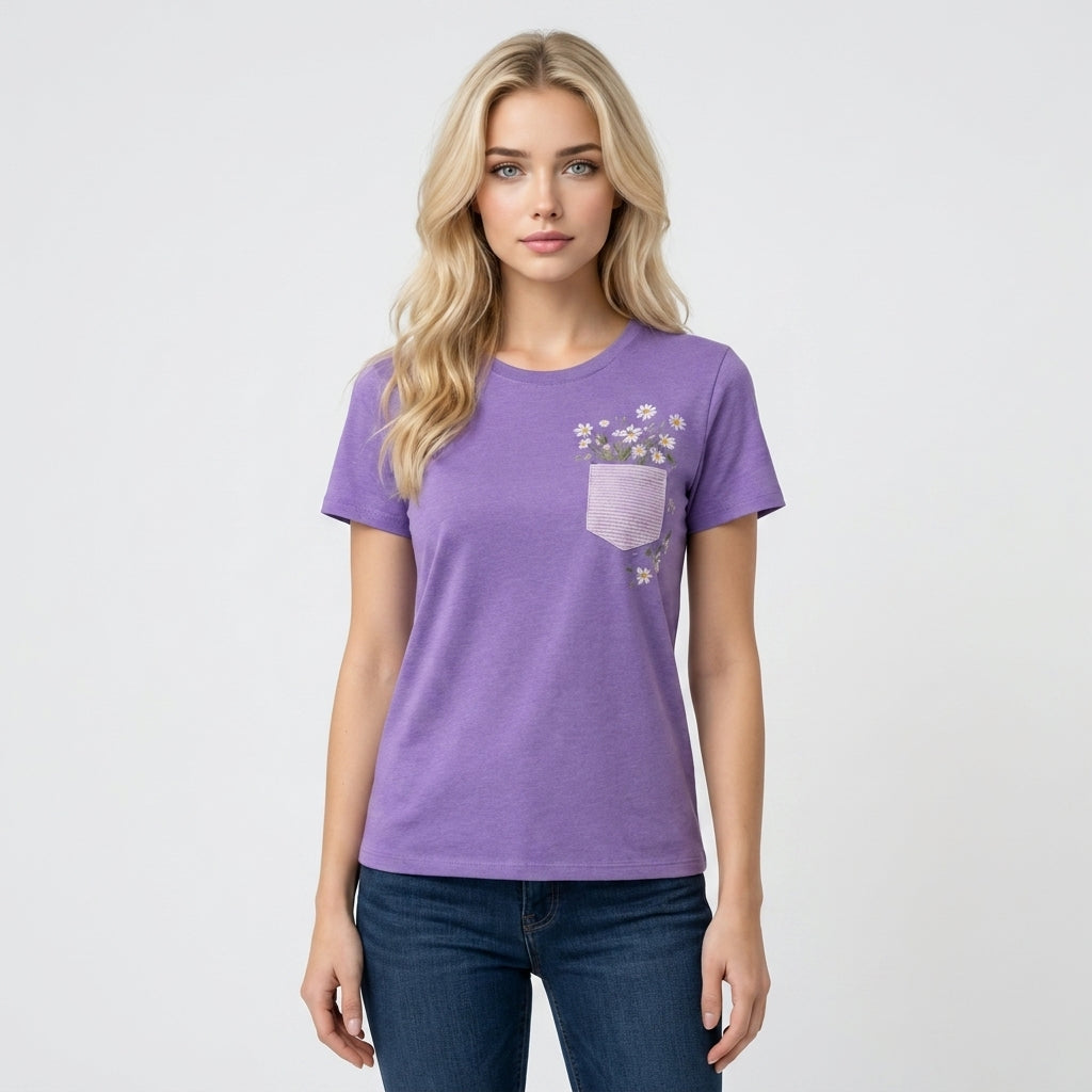 Lila Baumwoll-T-Shirt
