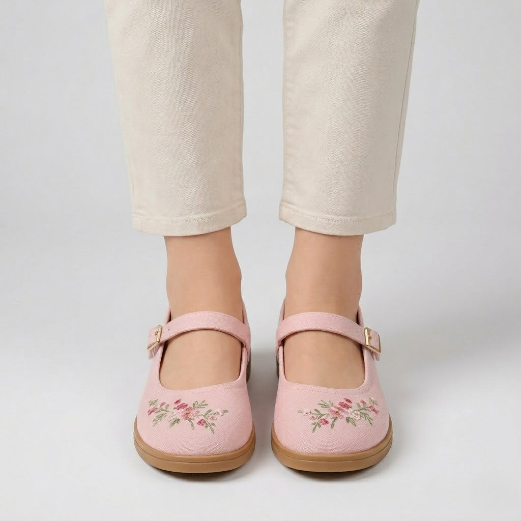 Rosa Mary Jane Schuhe aus Canvas