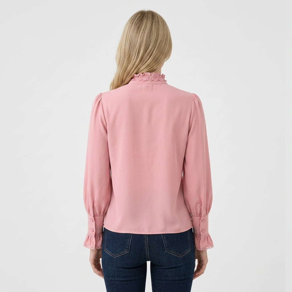 Rosa Polyesterbluse