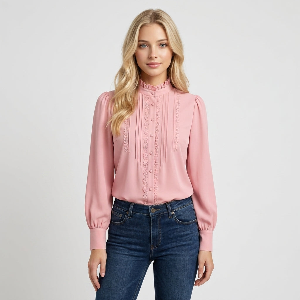Rosa Polyesterbluse