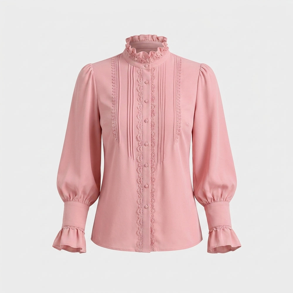 Rosa Polyesterbluse
