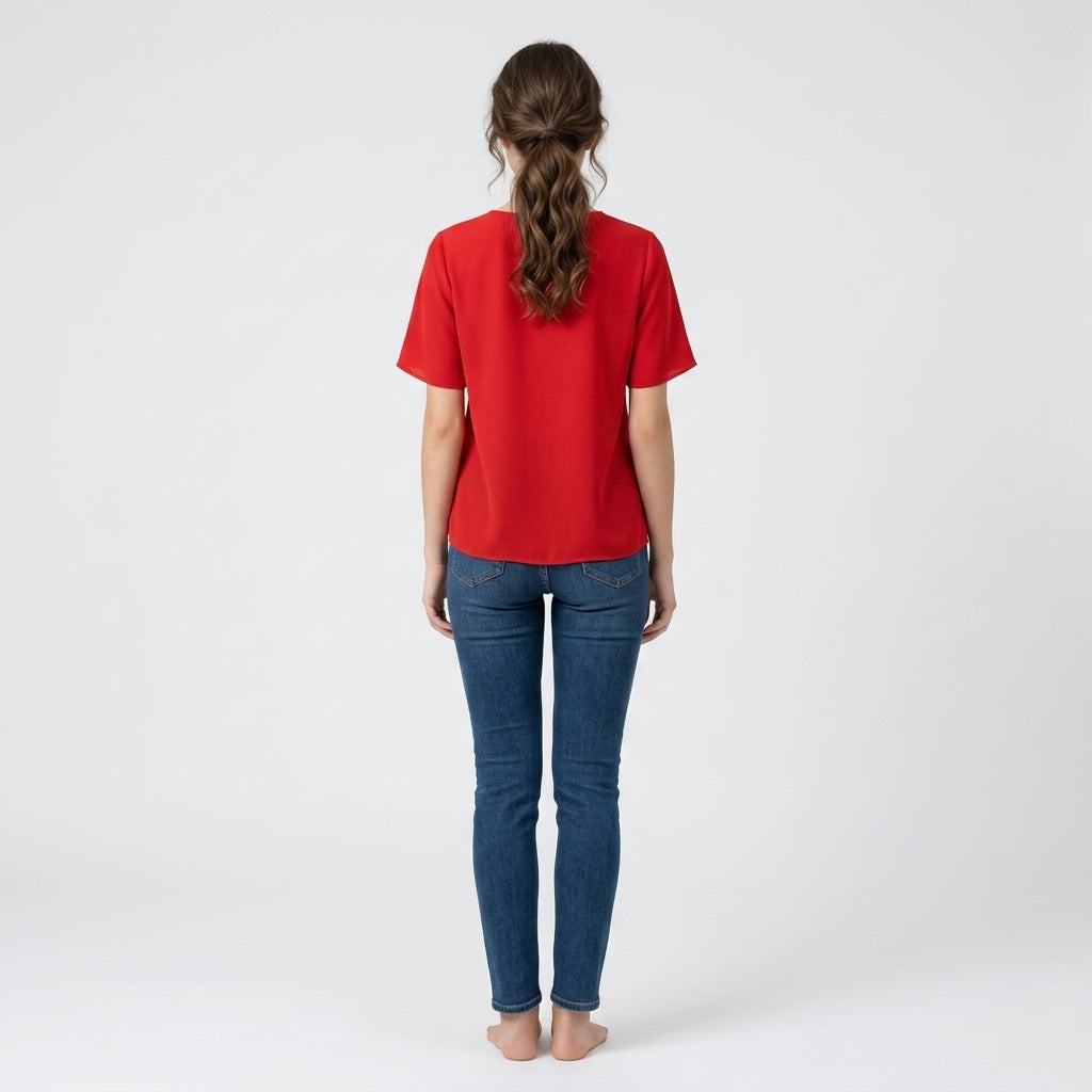 Rote Polyesterbluse