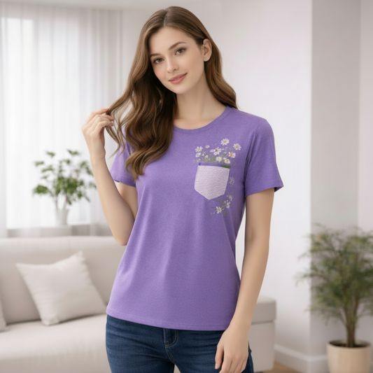 Lila Baumwoll-T-Shirt